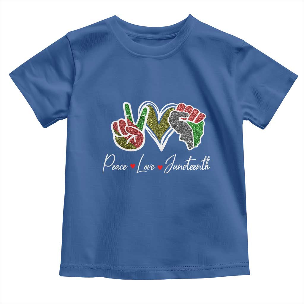 Peace Love Juneteenth Toddler T Shirt Black Freedom