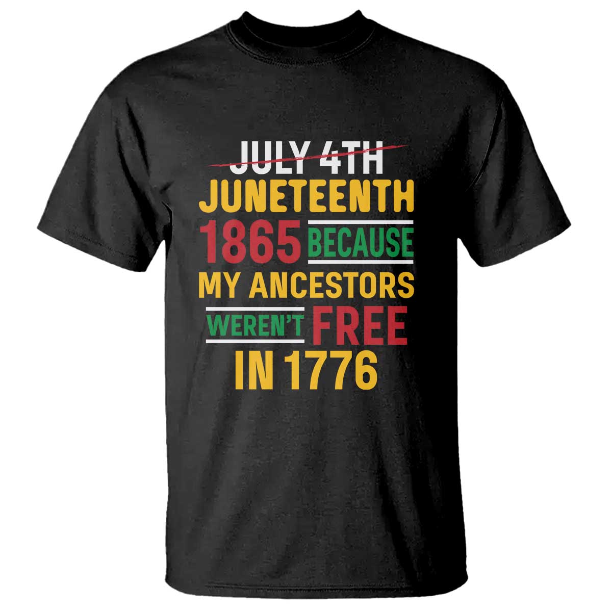 Juneteenth 1865 T Shirt Not July 4th Because My Ancestors Weren't Free in 1776