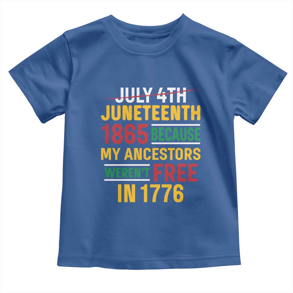 Juneteenth 1865 Toddler T Shirt Not July 4th Because My Ancestors Weren't Free in 1776