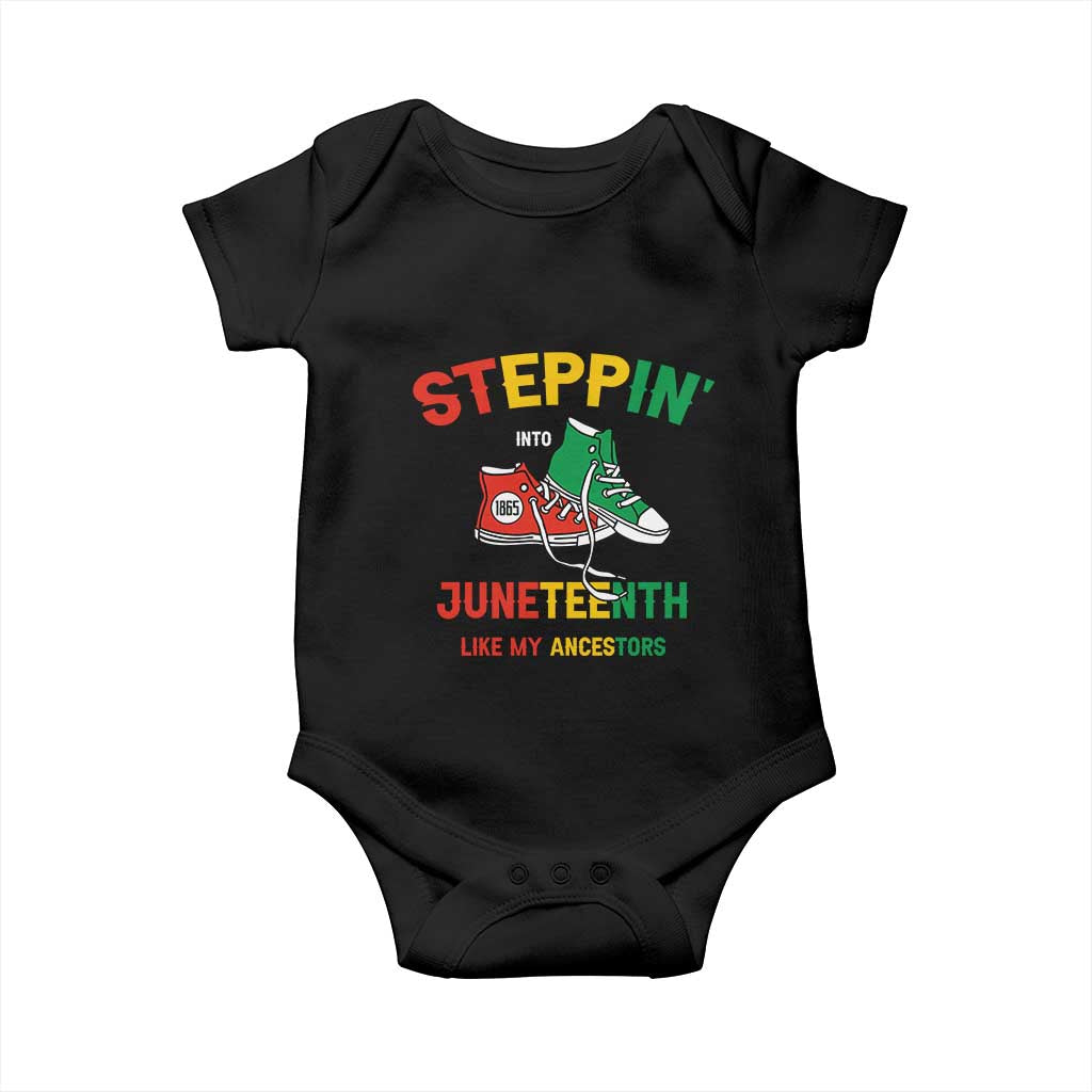 Stepping into Juneteenth 1865 Baby Onesie Like My Ancestors Sneakers