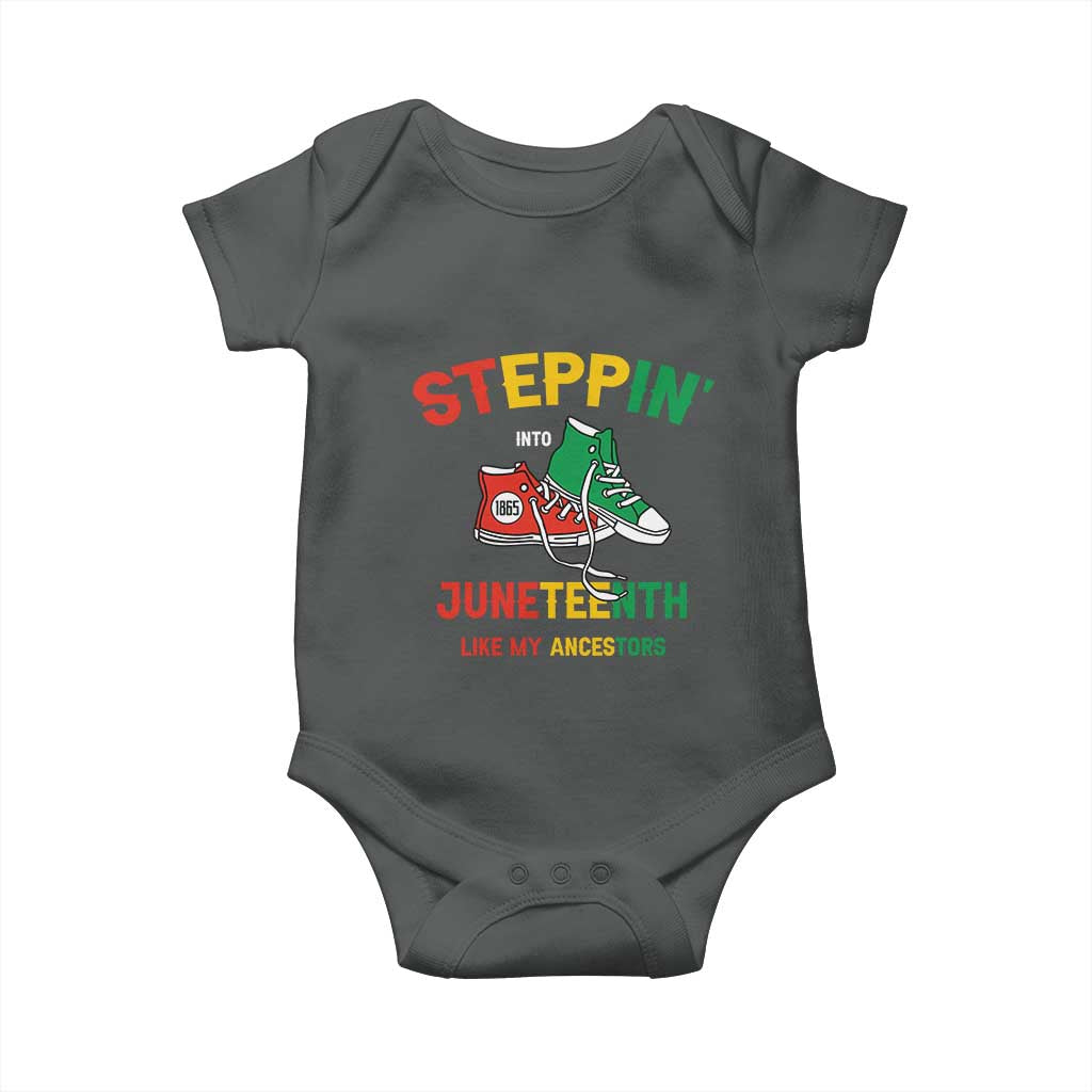 Stepping into Juneteenth 1865 Baby Onesie Like My Ancestors Sneakers
