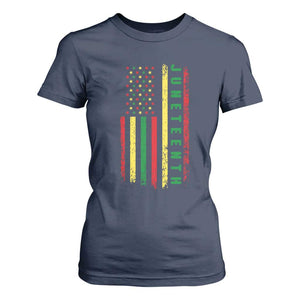 Juneteenth American Flag T Shirt For Women Melanin Black Pride Pan African 1865
