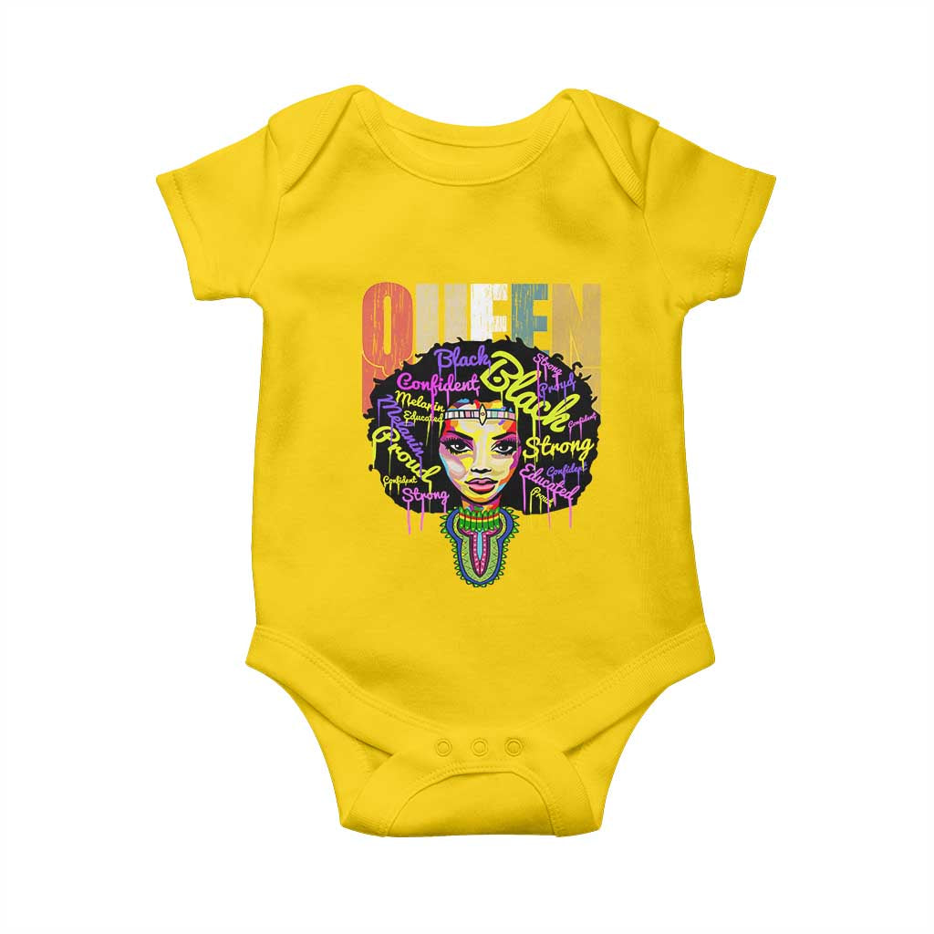 Black Queen Baby Onesie Proud Melanin Strong Educated Retro Vintage