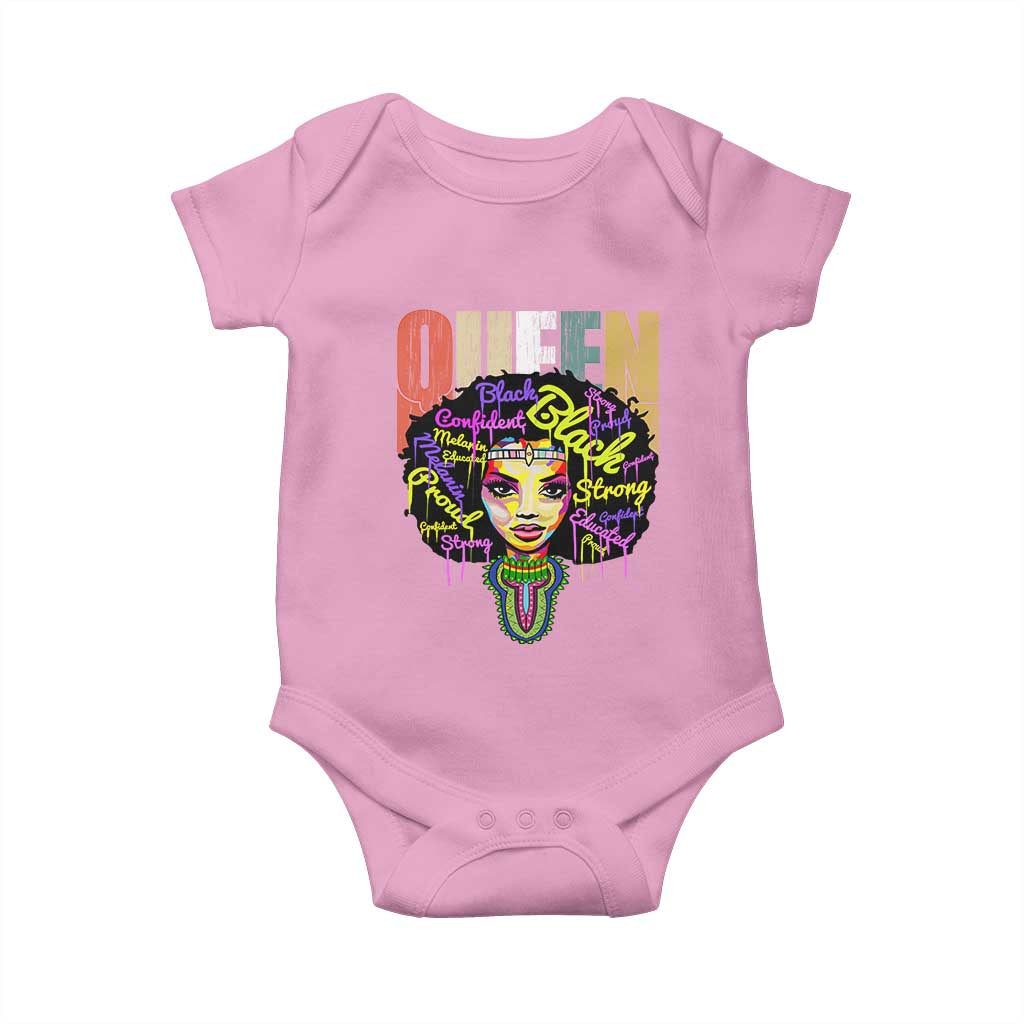 Black Queen Baby Onesie Proud Melanin Strong Educated Retro Vintage
