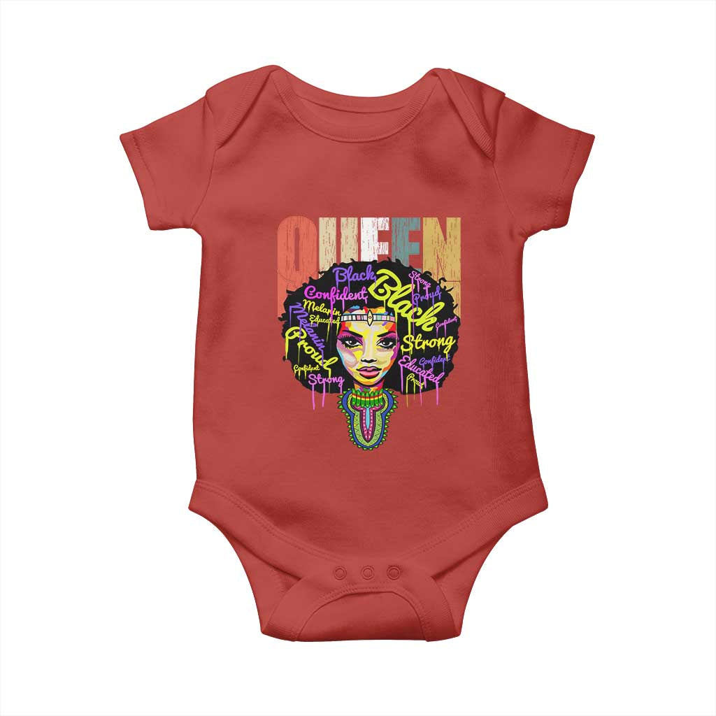 Black Queen Baby Onesie Proud Melanin Strong Educated Retro Vintage