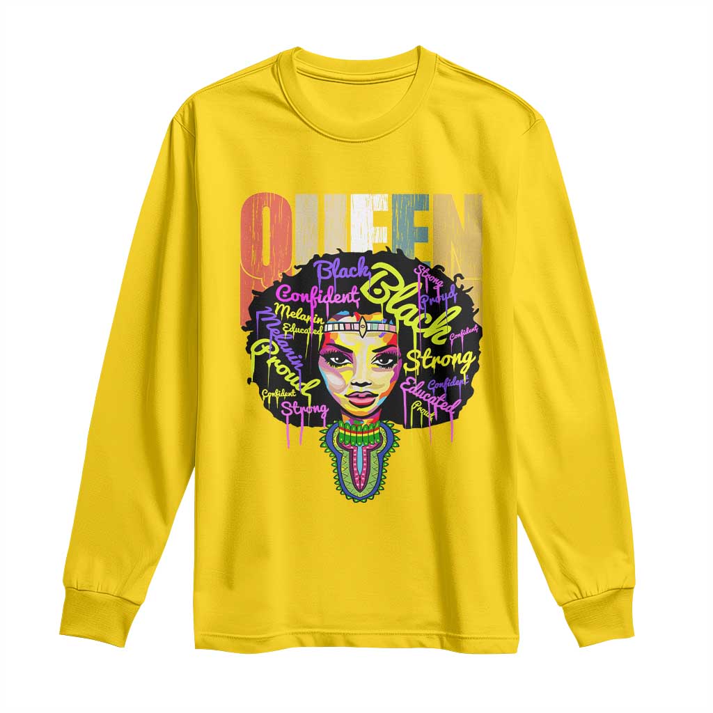 Black Queen Long Sleeve Shirt Proud Melanin Strong Educated Retro Vintage
