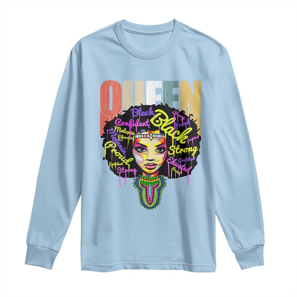 Black Queen Long Sleeve Shirt Proud Melanin Strong Educated Retro Vintage