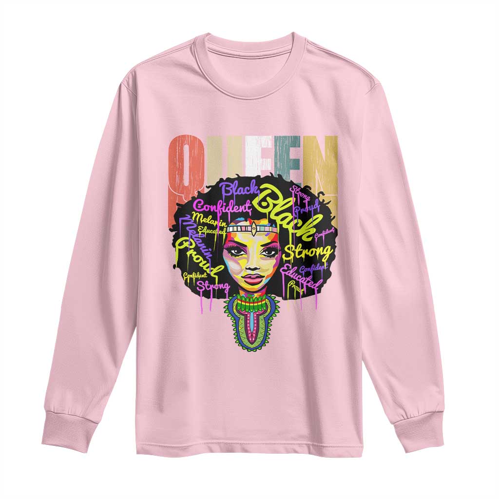 Black Queen Long Sleeve Shirt Proud Melanin Strong Educated Retro Vintage