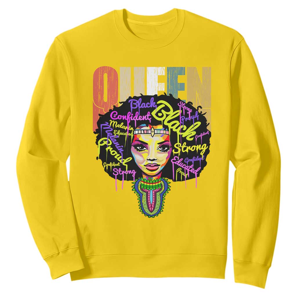 Black Queen Sweatshirt Proud Melanin Strong Educated Retro Vintage