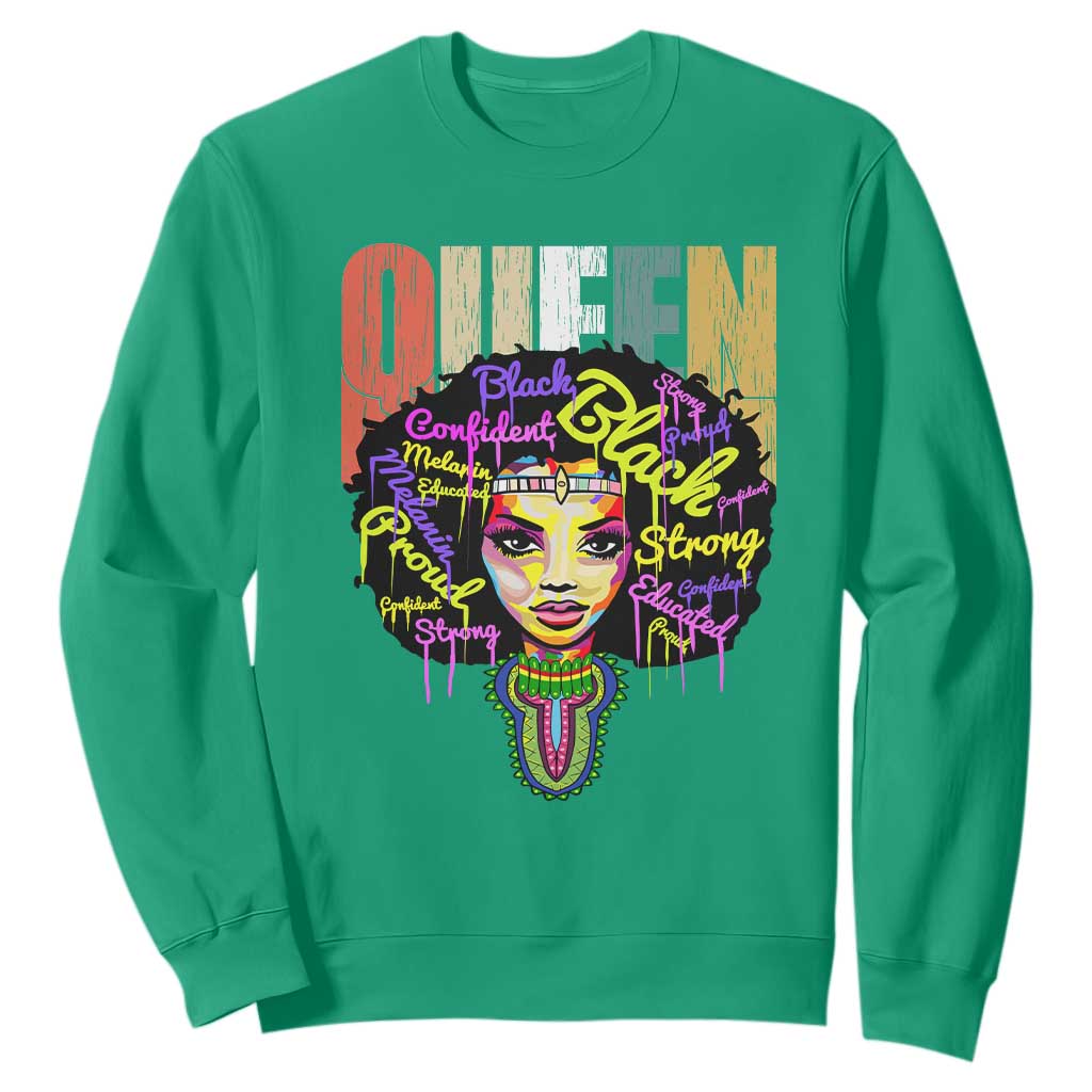 Black Queen Sweatshirt Proud Melanin Strong Educated Retro Vintage