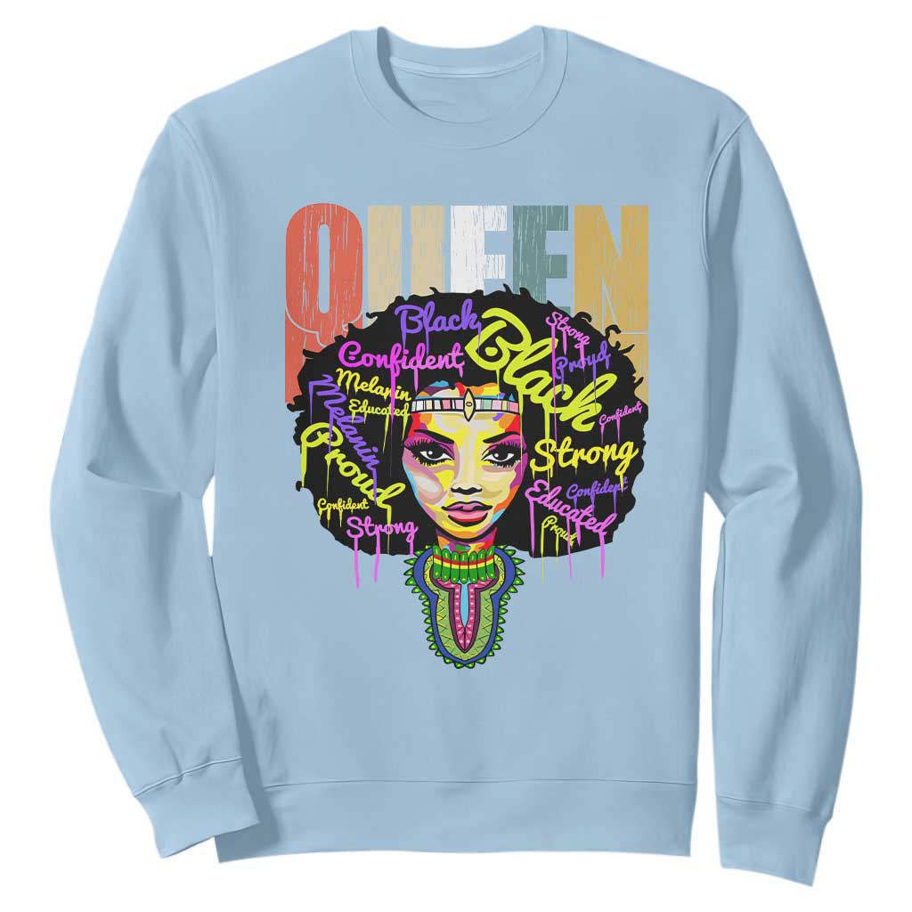 Black Queen Sweatshirt Proud Melanin Strong Educated Retro Vintage