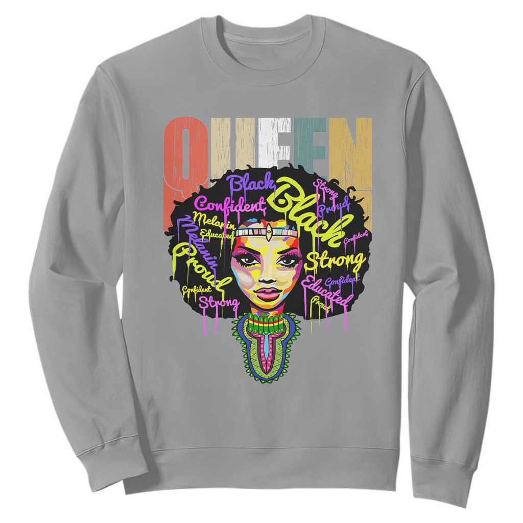 Black Queen Sweatshirt Proud Melanin Strong Educated Retro Vintage