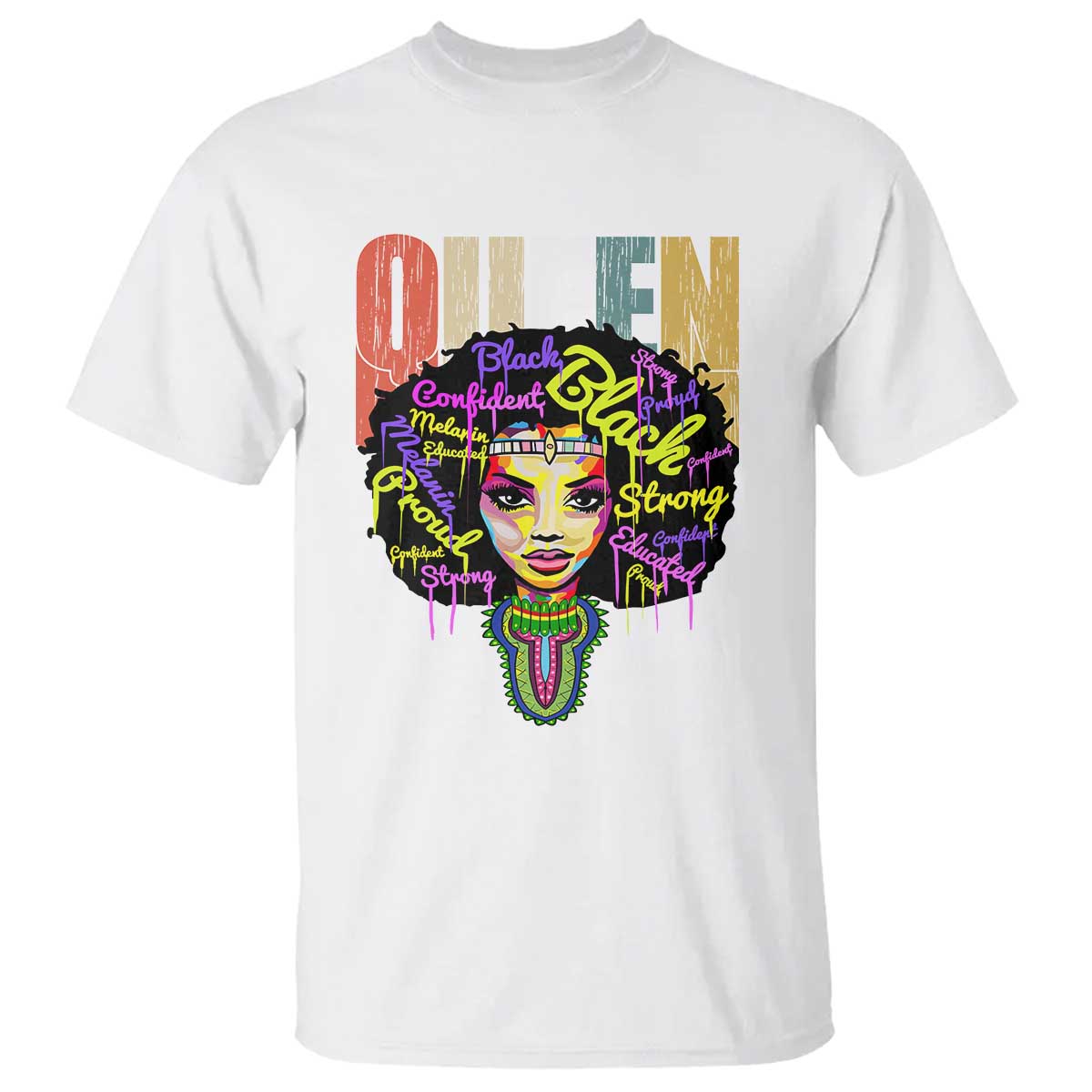 Black Queen T Shirt Proud Melanin Strong Educated Retro Vintage