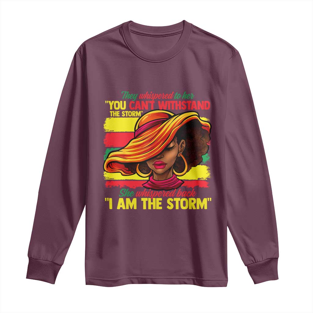 Proud Black African American Ladies Long Sleeve Shirt Black History Month