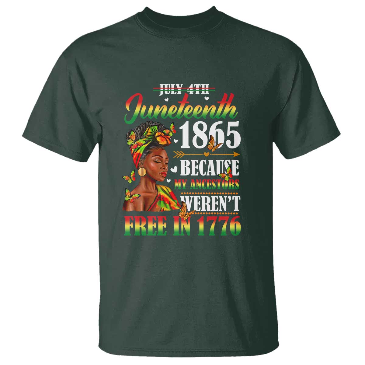 Juneteenth Black Women T Shirt Because My Ancestor Weren't Free in 1776