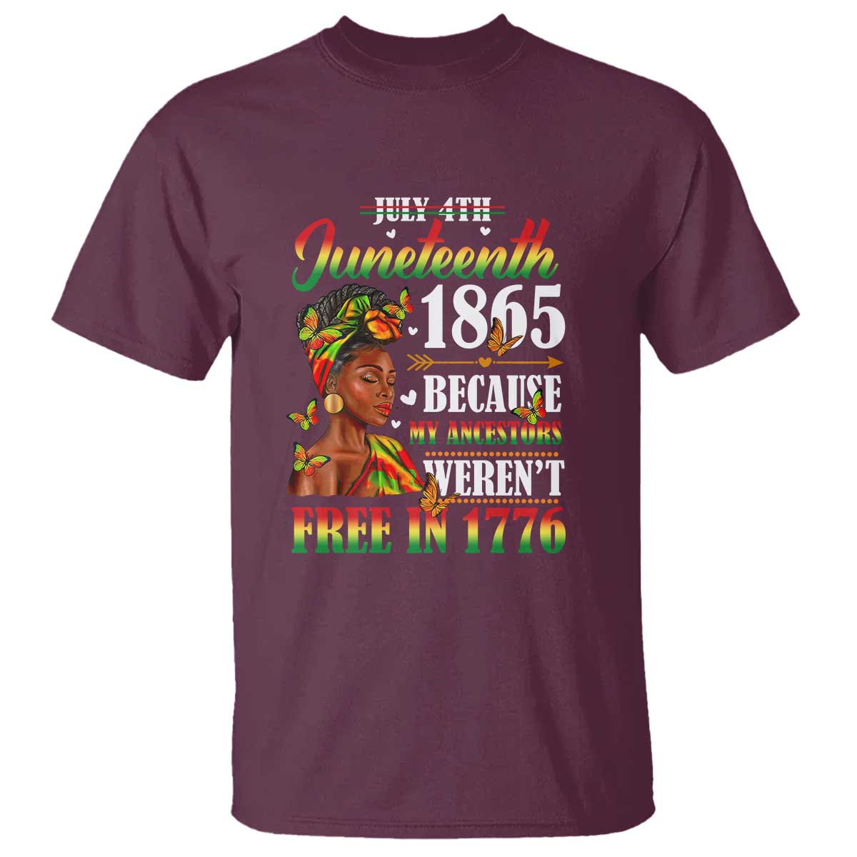 Juneteenth Black Women T Shirt Because My Ancestor Weren't Free in 1776