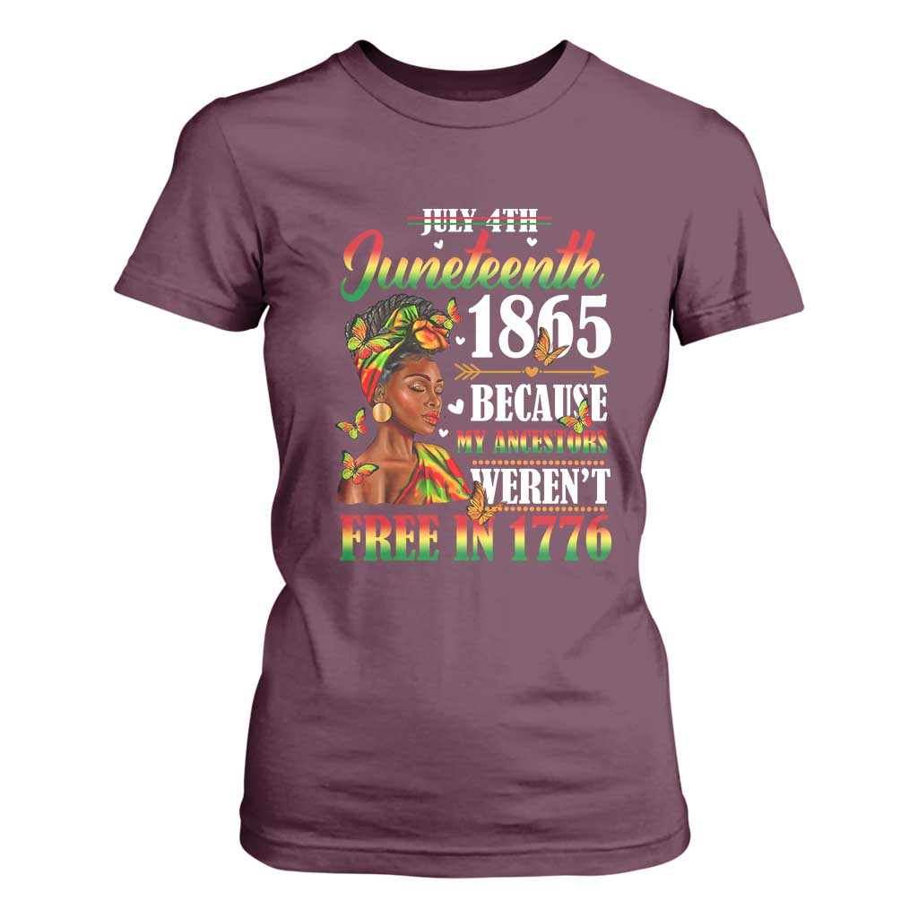 Juneteenth Black Women T Shirt For Women Because My Ancestor Weren't Free in 1776