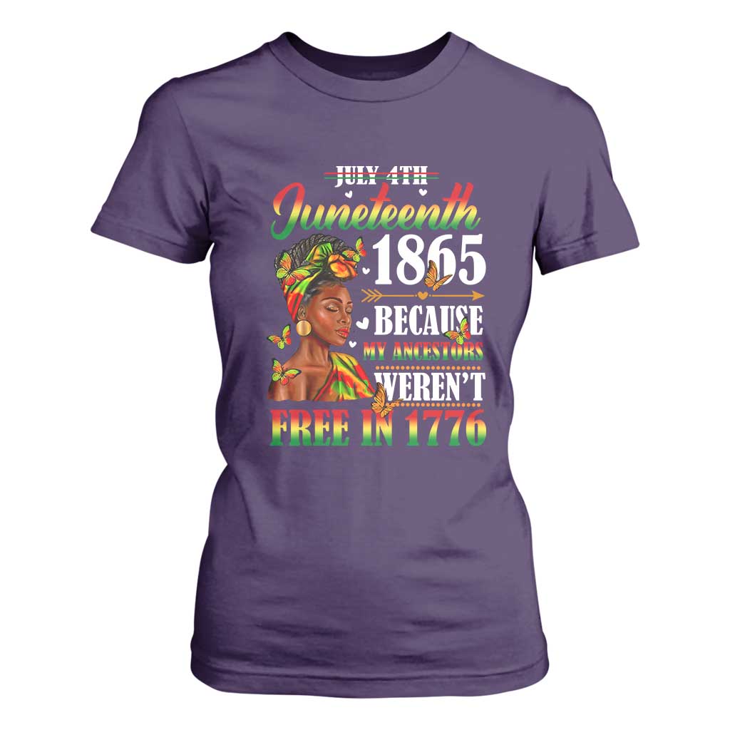 Juneteenth Black Women T Shirt For Women Because My Ancestor Weren't Free in 1776