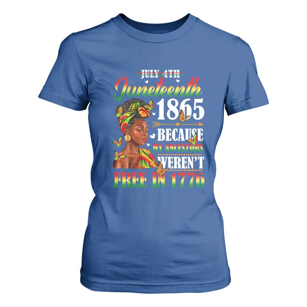 Juneteenth Black Women T Shirt For Women Because My Ancestor Weren't Free in 1776