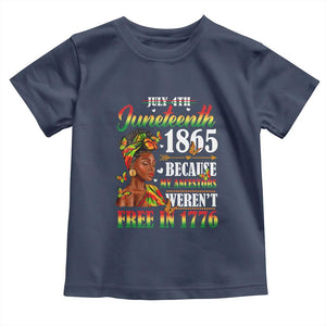 Juneteenth Black Women Toddler T Shirt Because My Ancestor Weren't Free in 1776