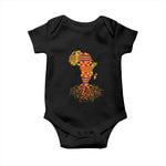 My Roots Black History Baby Onesie With Traditional Kente and Africa Map