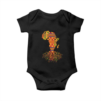 My Roots Black History Baby Onesie With Traditional Kente and Africa Map