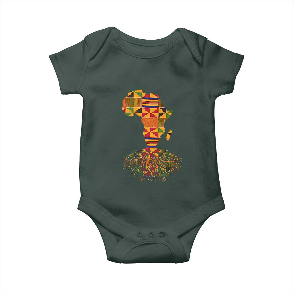 My Roots Black History Baby Onesie With Traditional Kente and Africa Map