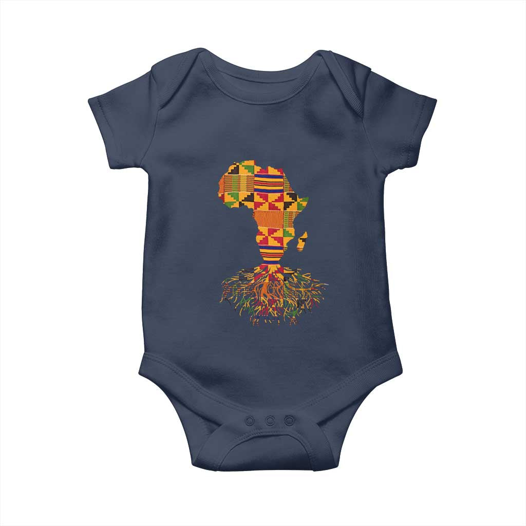 My Roots Black History Baby Onesie With Traditional Kente and Africa Map
