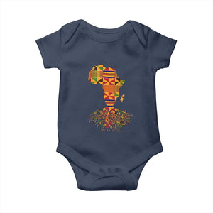 My Roots Black History Baby Onesie With Traditional Kente and Africa Map