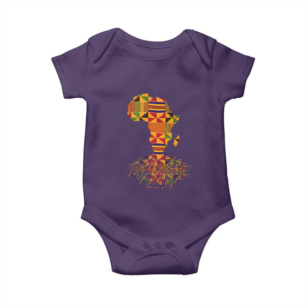 My Roots Black History Baby Onesie With Traditional Kente and Africa Map