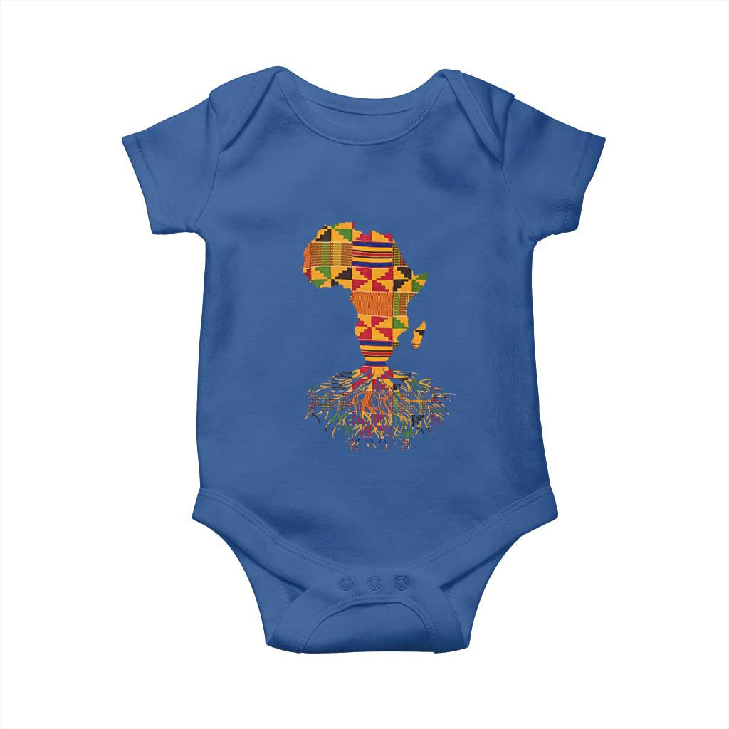 My Roots Black History Baby Onesie With Traditional Kente and Africa Map