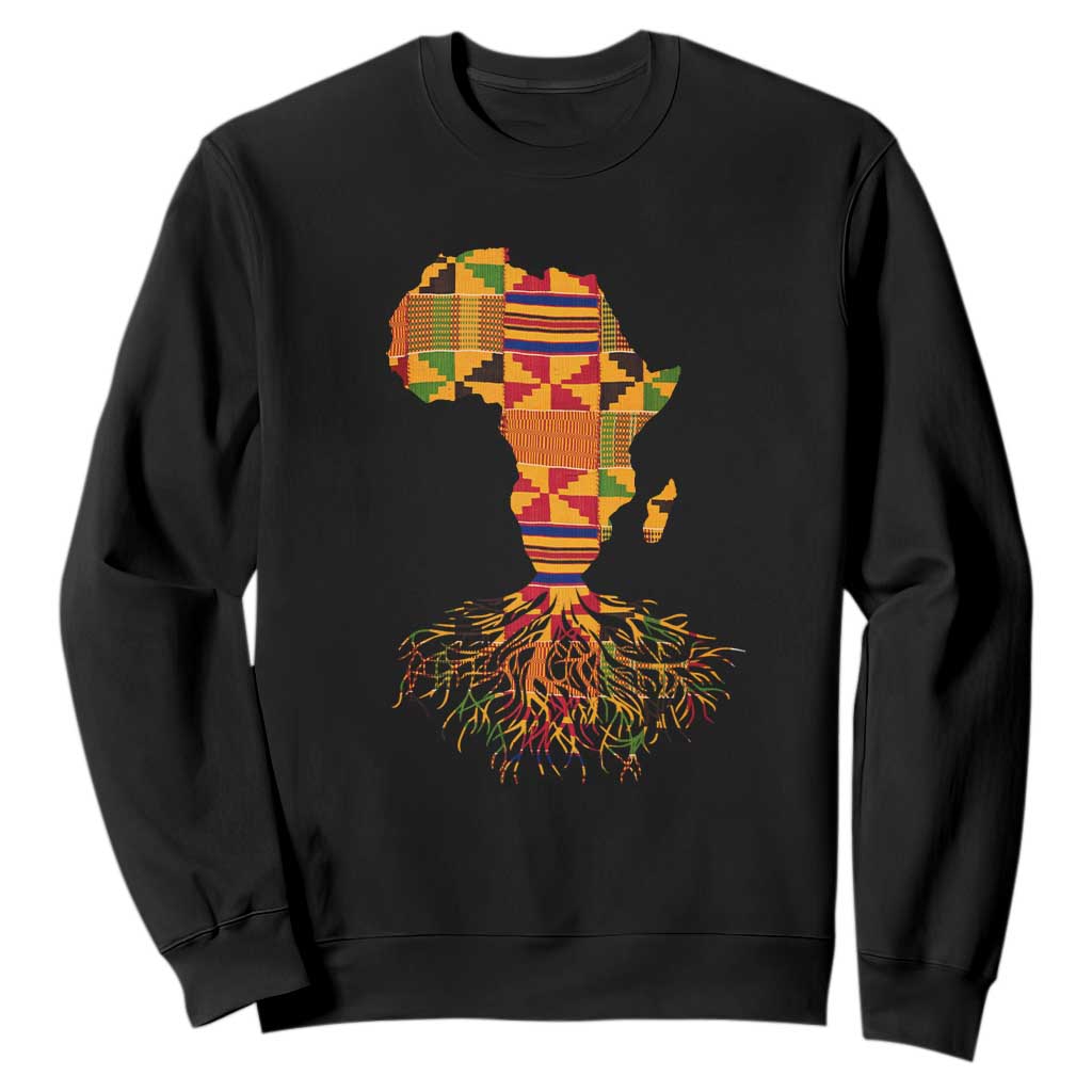 My Roots Black History Sweatshirt With Traditional Kente and Africa Map
