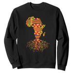 My Roots Black History Sweatshirt With Traditional Kente and Africa Map