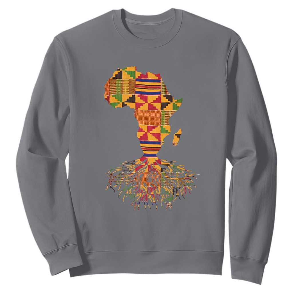 My Roots Black History Sweatshirt With Traditional Kente and Africa Map