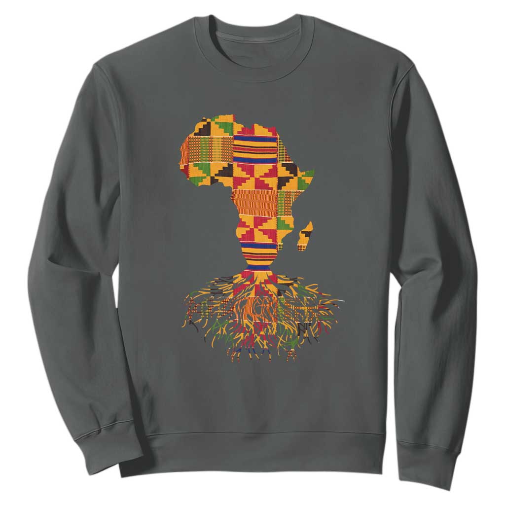 My Roots Black History Sweatshirt With Traditional Kente and Africa Map