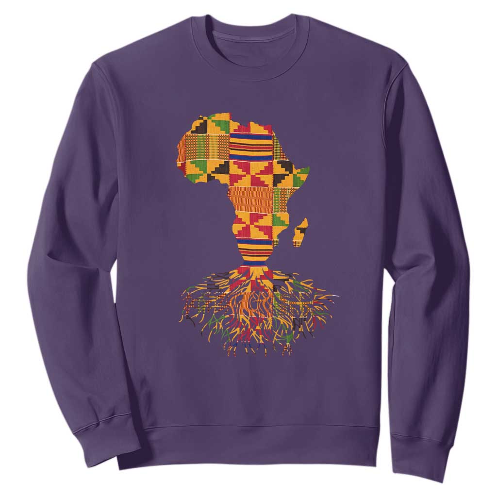 My Roots Black History Sweatshirt With Traditional Kente and Africa Map