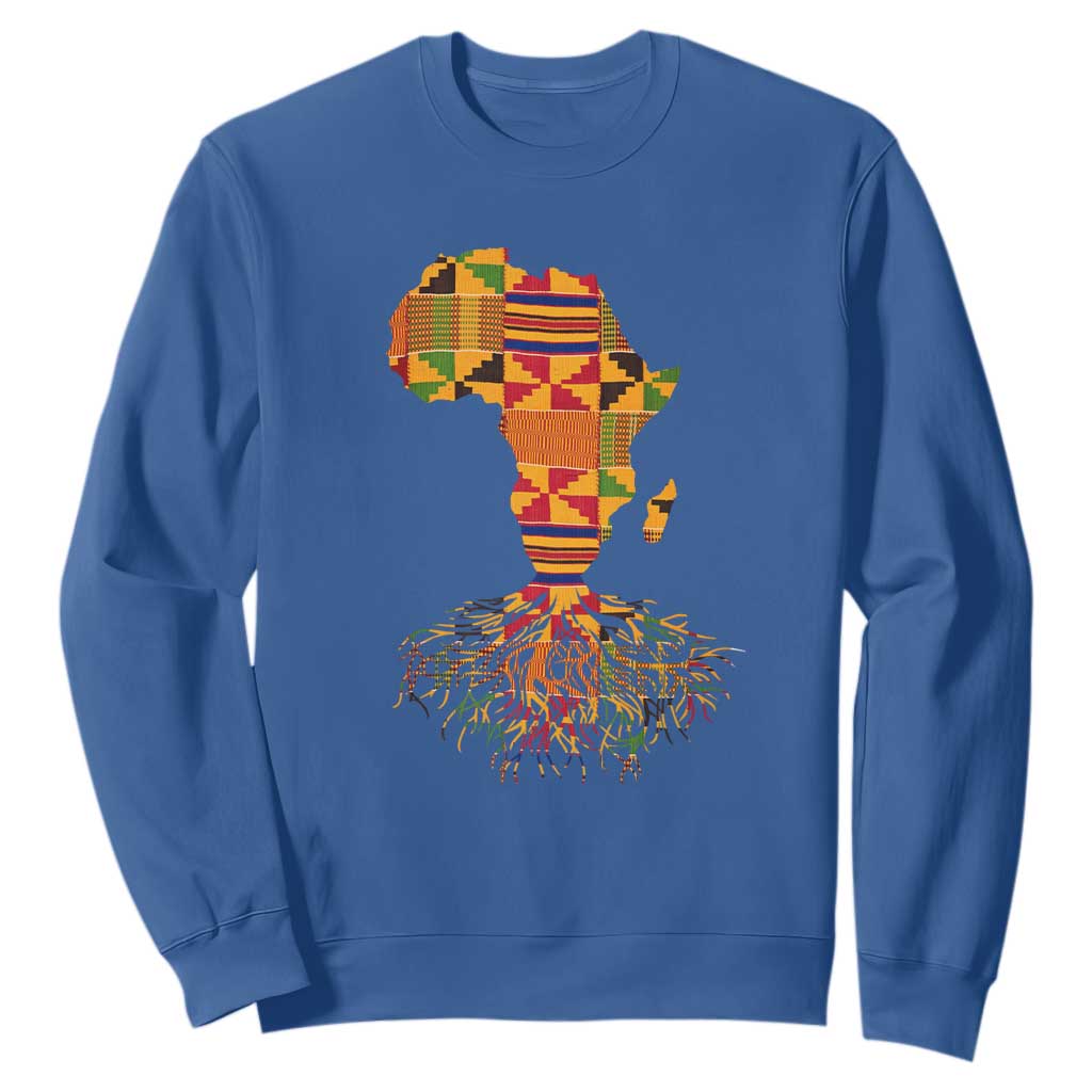 My Roots Black History Sweatshirt With Traditional Kente and Africa Map
