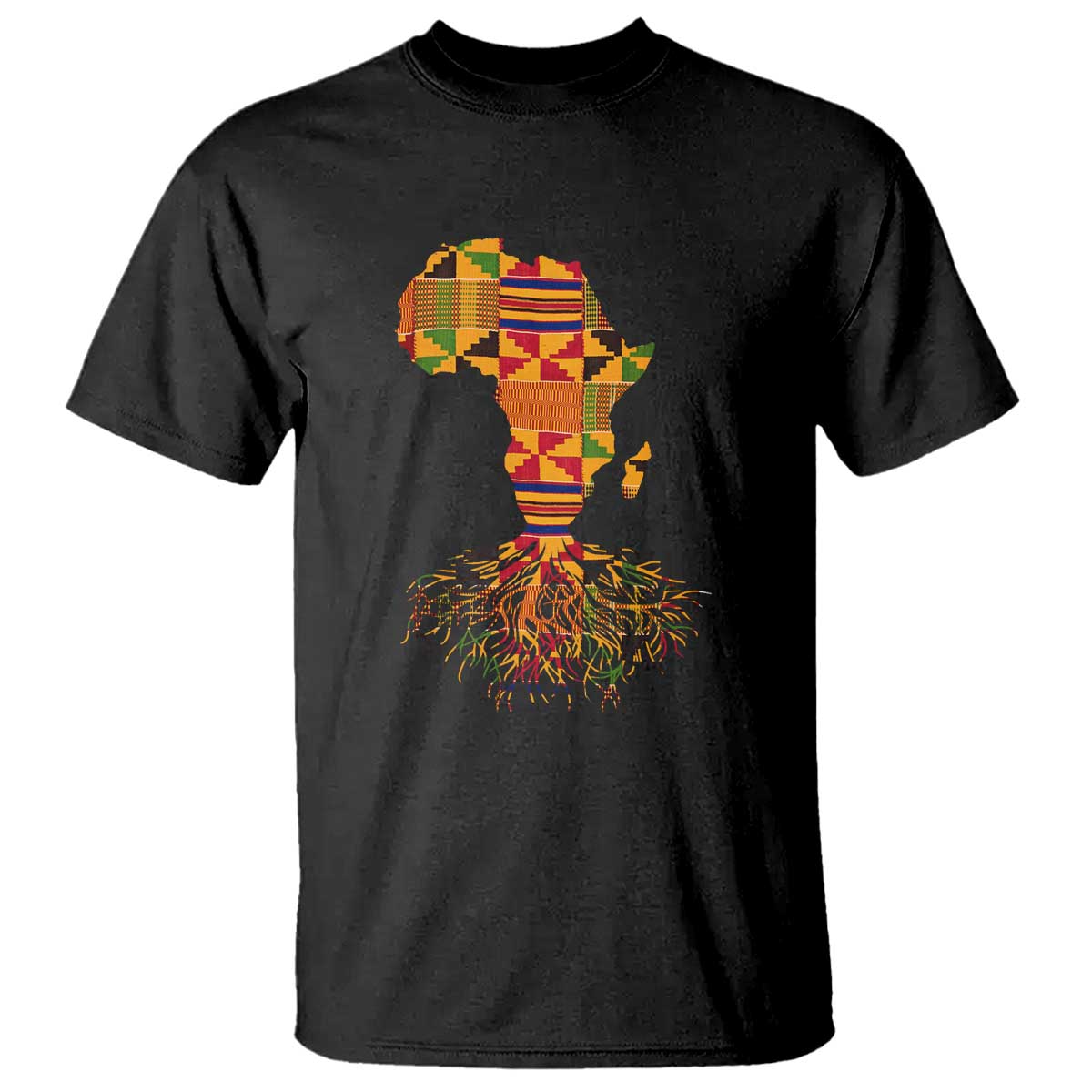 My Roots Black History T Shirt With Traditional Kente and Africa Map