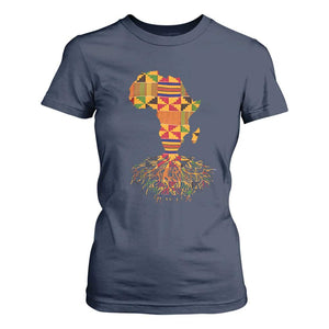 My Roots Black History T Shirt For Women With Traditional Kente and Africa Map