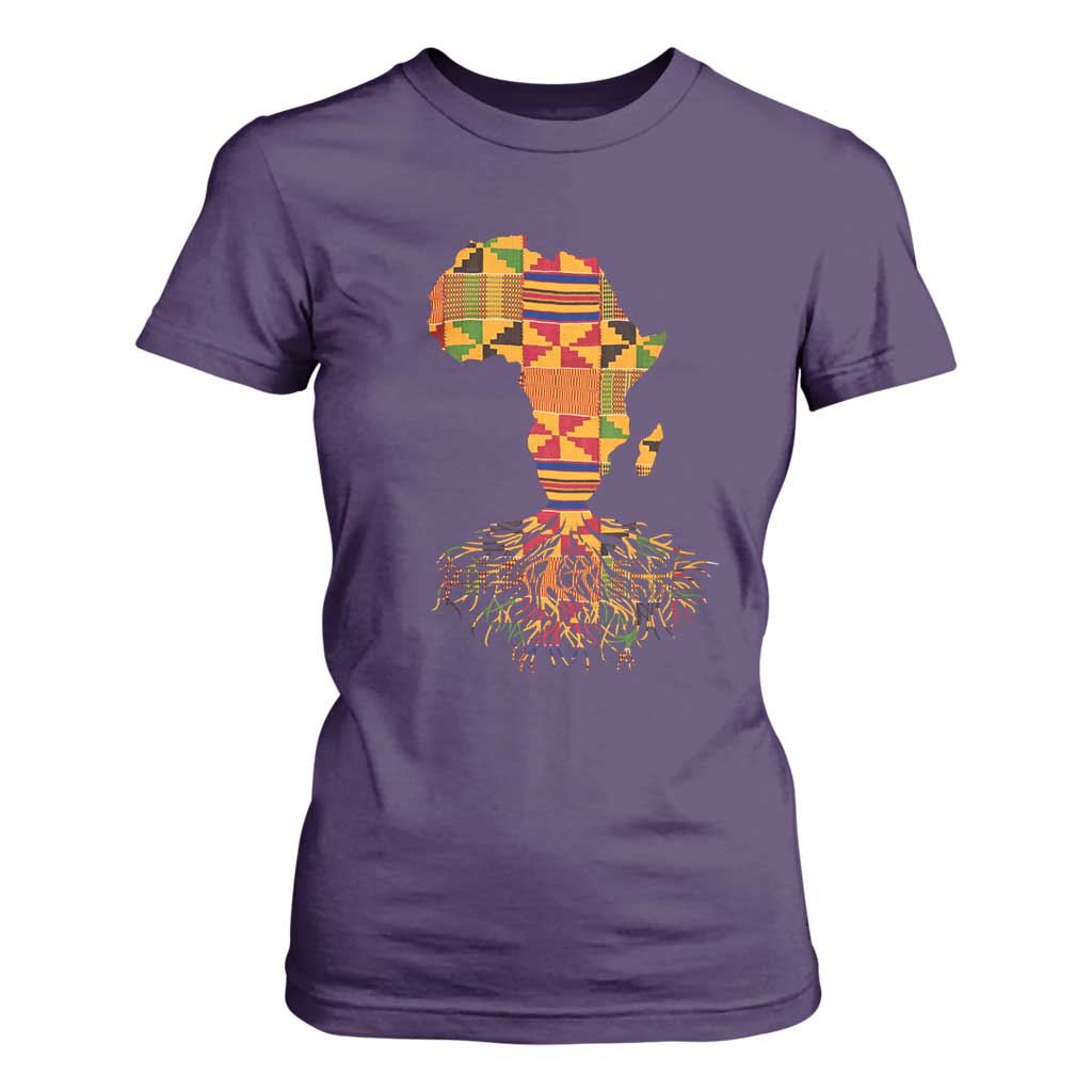 My Roots Black History T Shirt For Women With Traditional Kente and Africa Map
