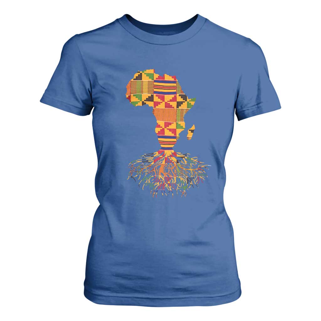My Roots Black History T Shirt For Women With Traditional Kente and Africa Map