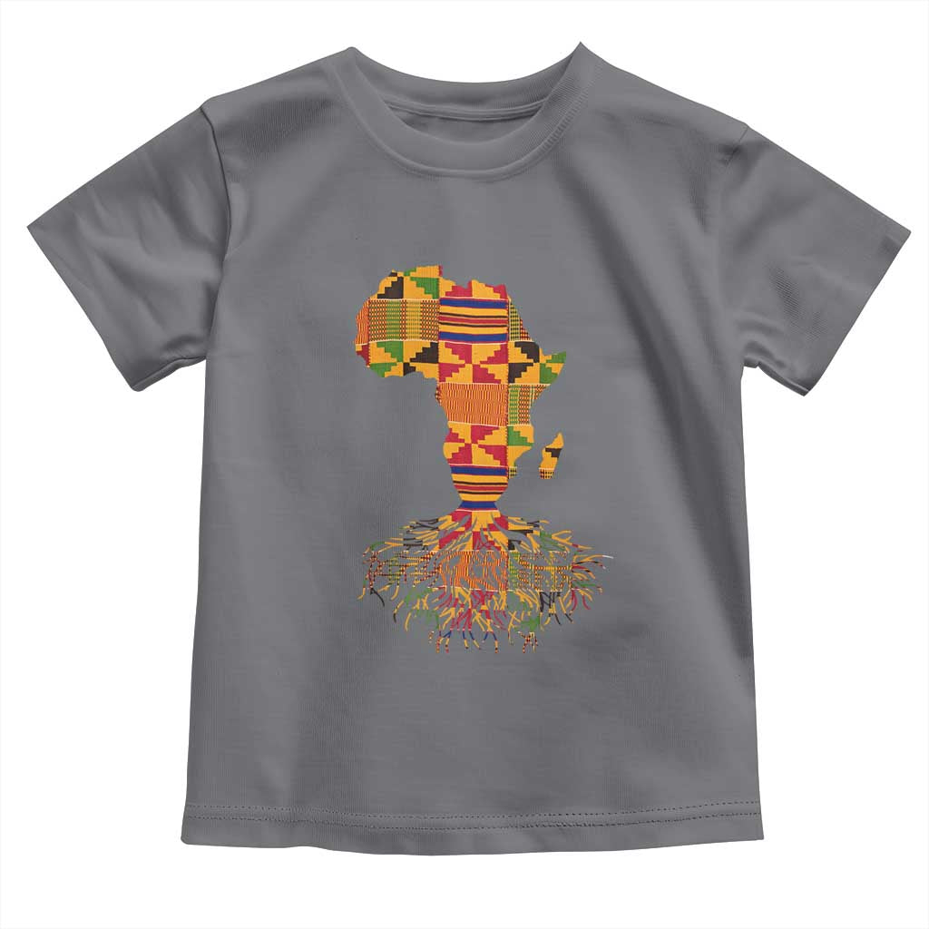 My Roots Black History Toddler T Shirt With Traditional Kente and Africa Map