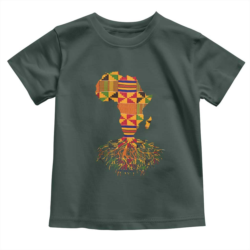 My Roots Black History Toddler T Shirt With Traditional Kente and Africa Map