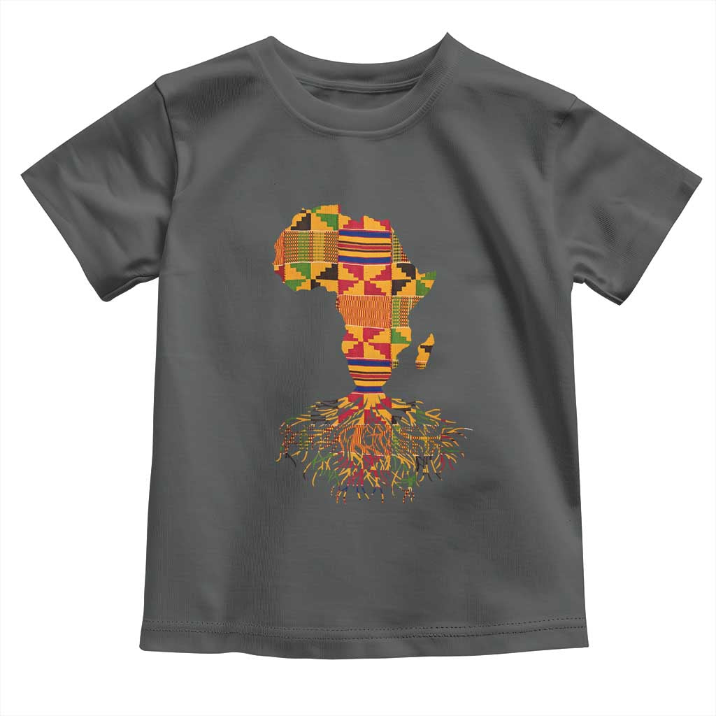 My Roots Black History Toddler T Shirt With Traditional Kente and Africa Map