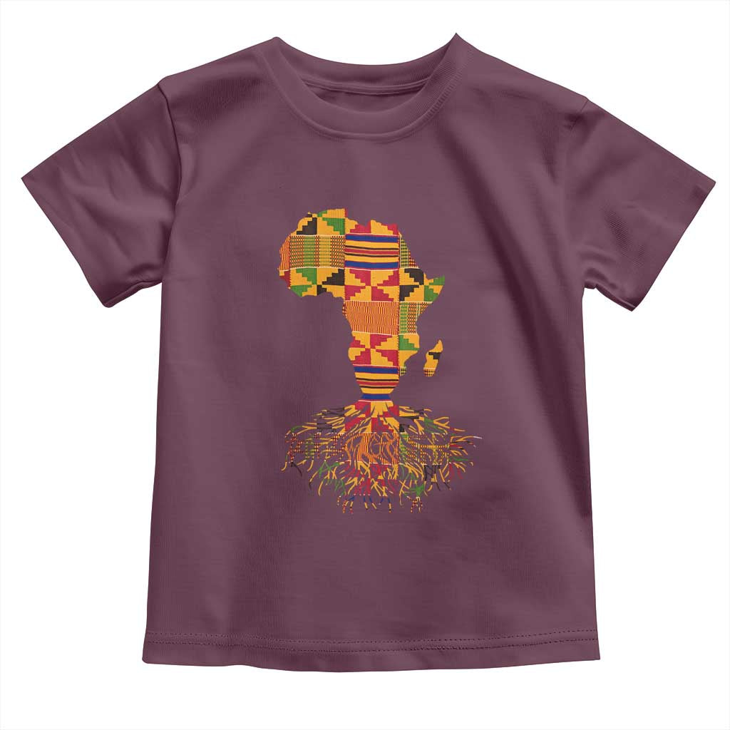 My Roots Black History Toddler T Shirt With Traditional Kente and Africa Map