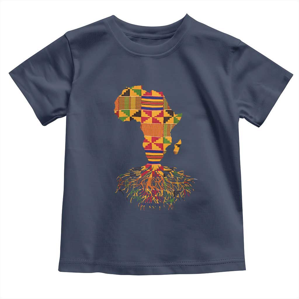 My Roots Black History Toddler T Shirt With Traditional Kente and Africa Map