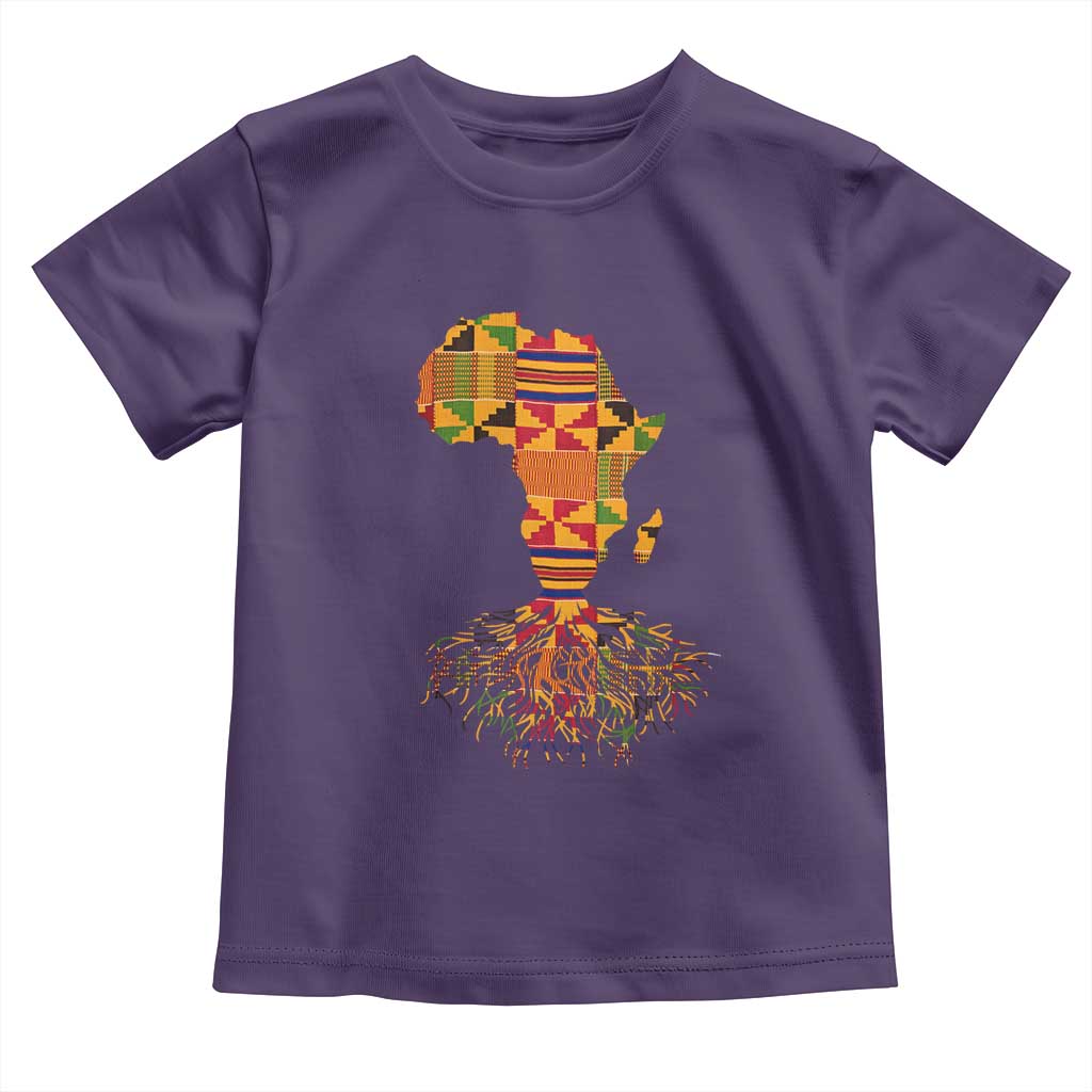 My Roots Black History Toddler T Shirt With Traditional Kente and Africa Map