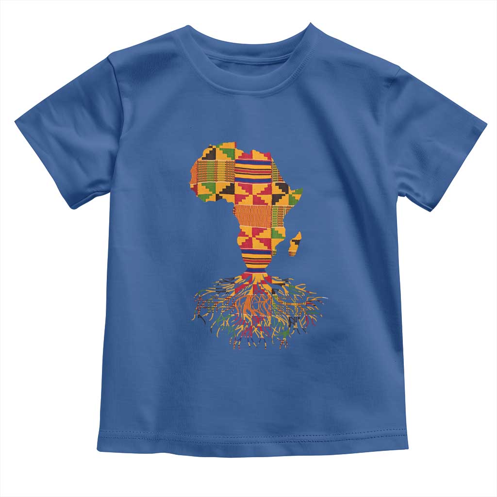 My Roots Black History Toddler T Shirt With Traditional Kente and Africa Map