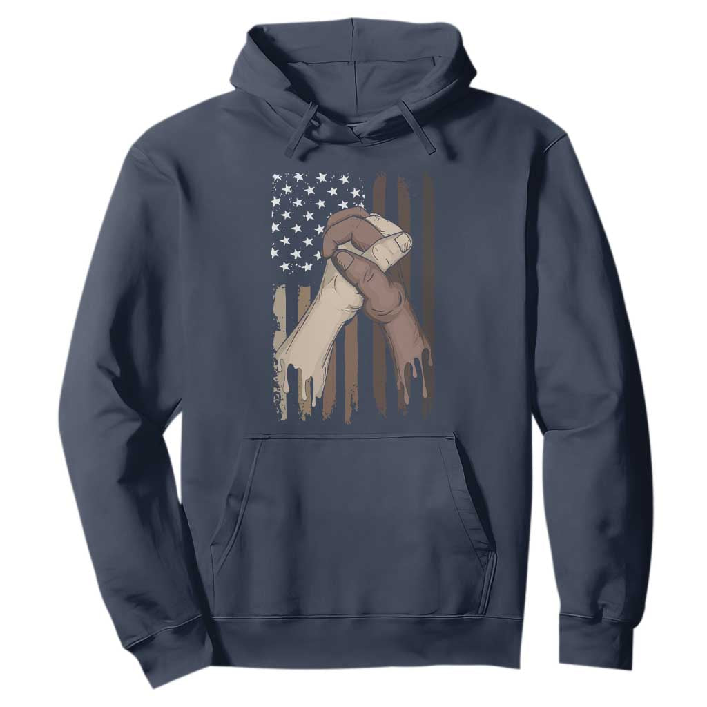 Black American Hoodie US Flag Holding Hands