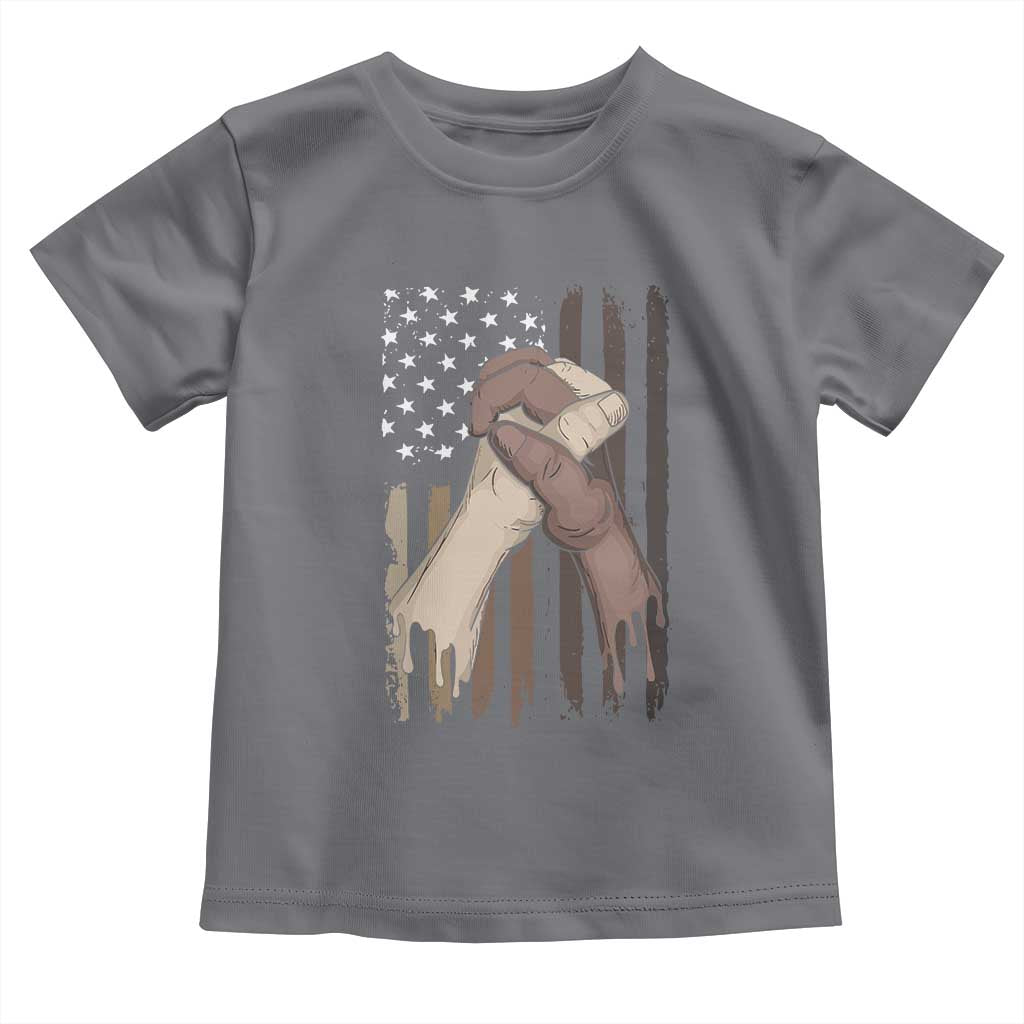 Black American Toddler T Shirt US Flag Holding Hands